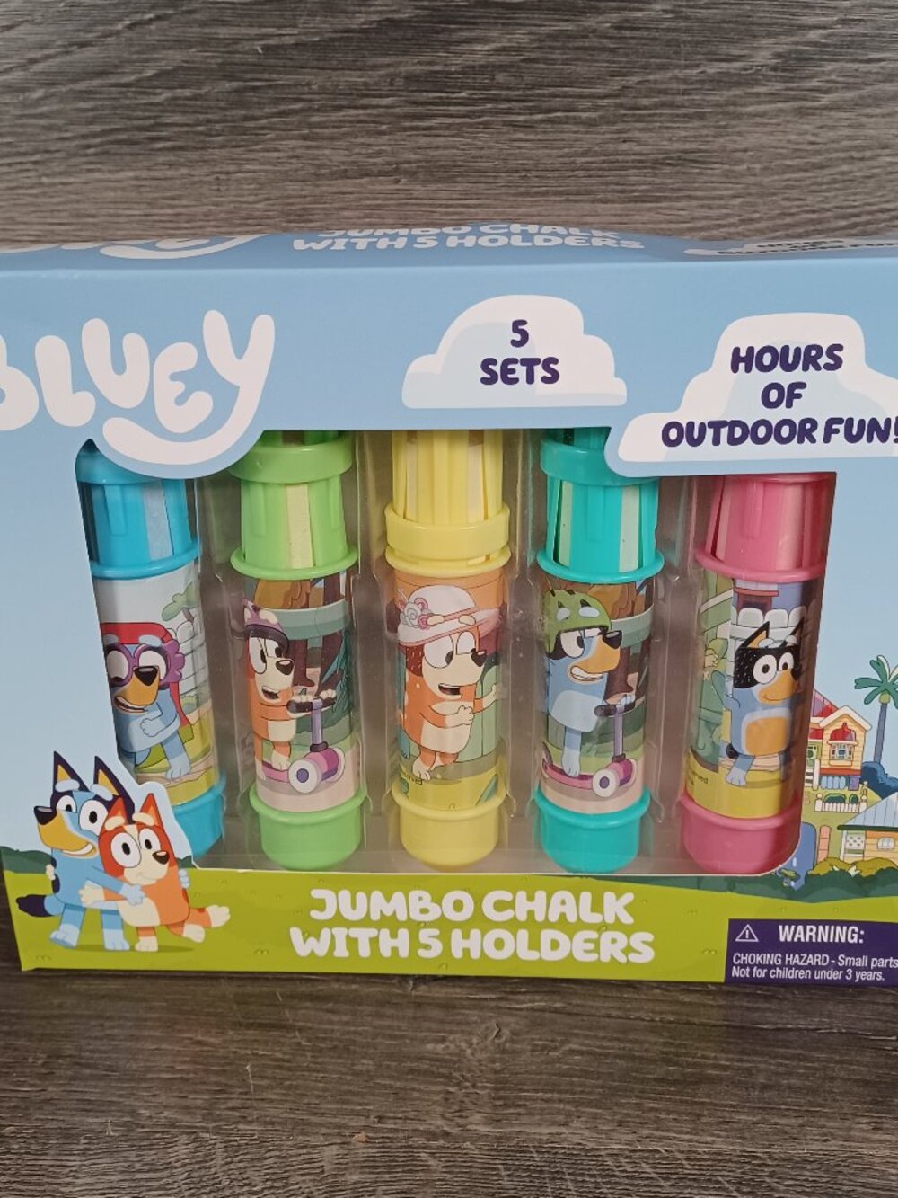 New In Sealed Box Bluey Jumbo Chalk Set 5 Holders & Jumbo Chalk Sticks